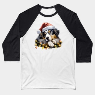 Lazy Australian Shepherd Dog at Christmas Baseball T-Shirt